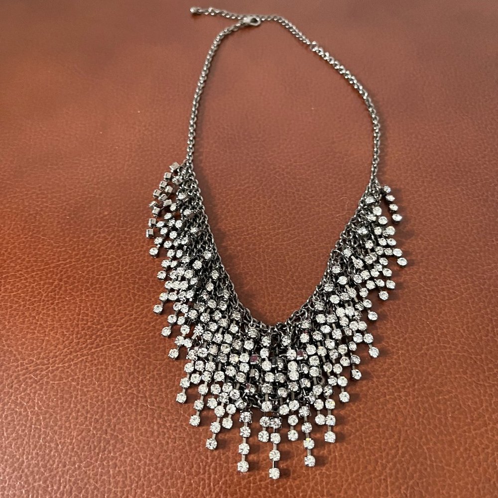 Sparkly cascading Rhinestones Necklace 10 1/4"